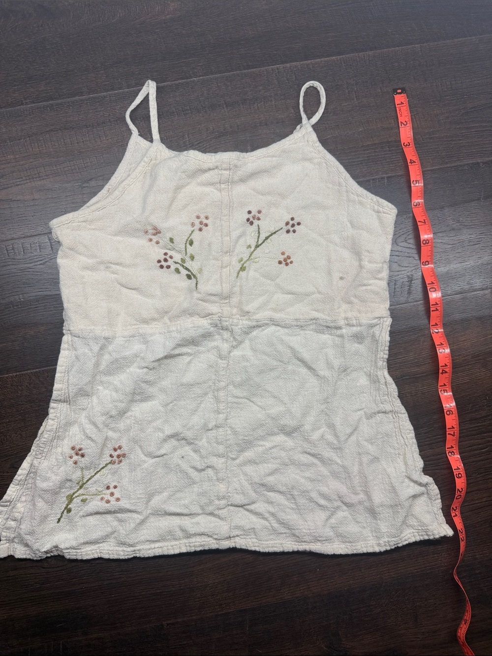 White Floral Embroidered Spaghetti Strap Top #A49